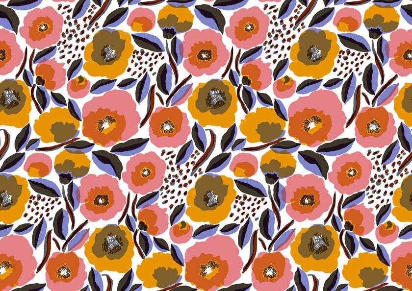 Marimekko Rosarium, orange tapet