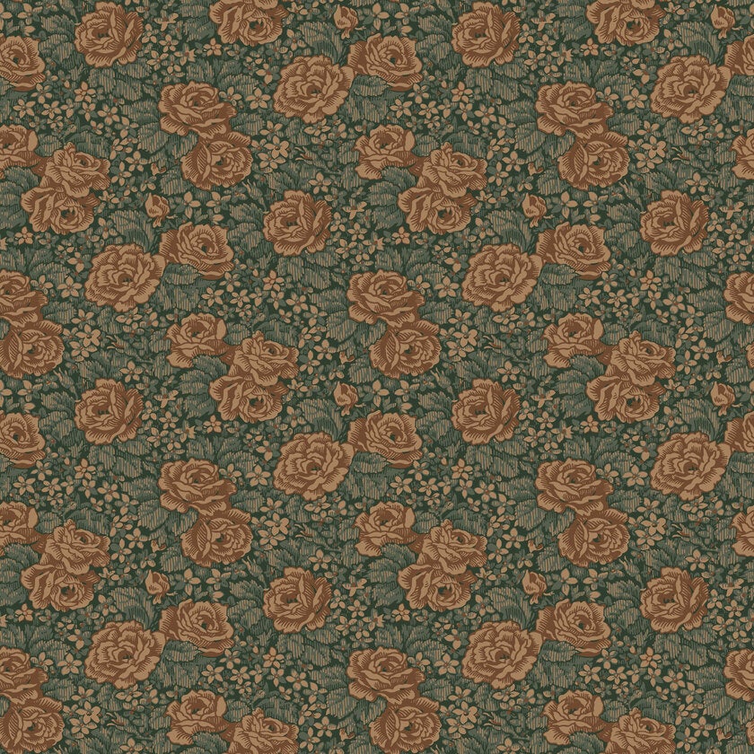 Rosengång, grönblå tapet