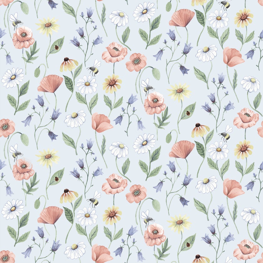 Blåklocka, ljusblå tapet