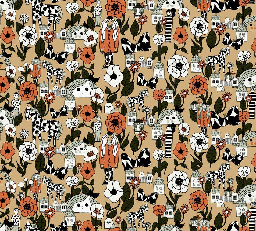 Marimekko Marikyla, orange tapet