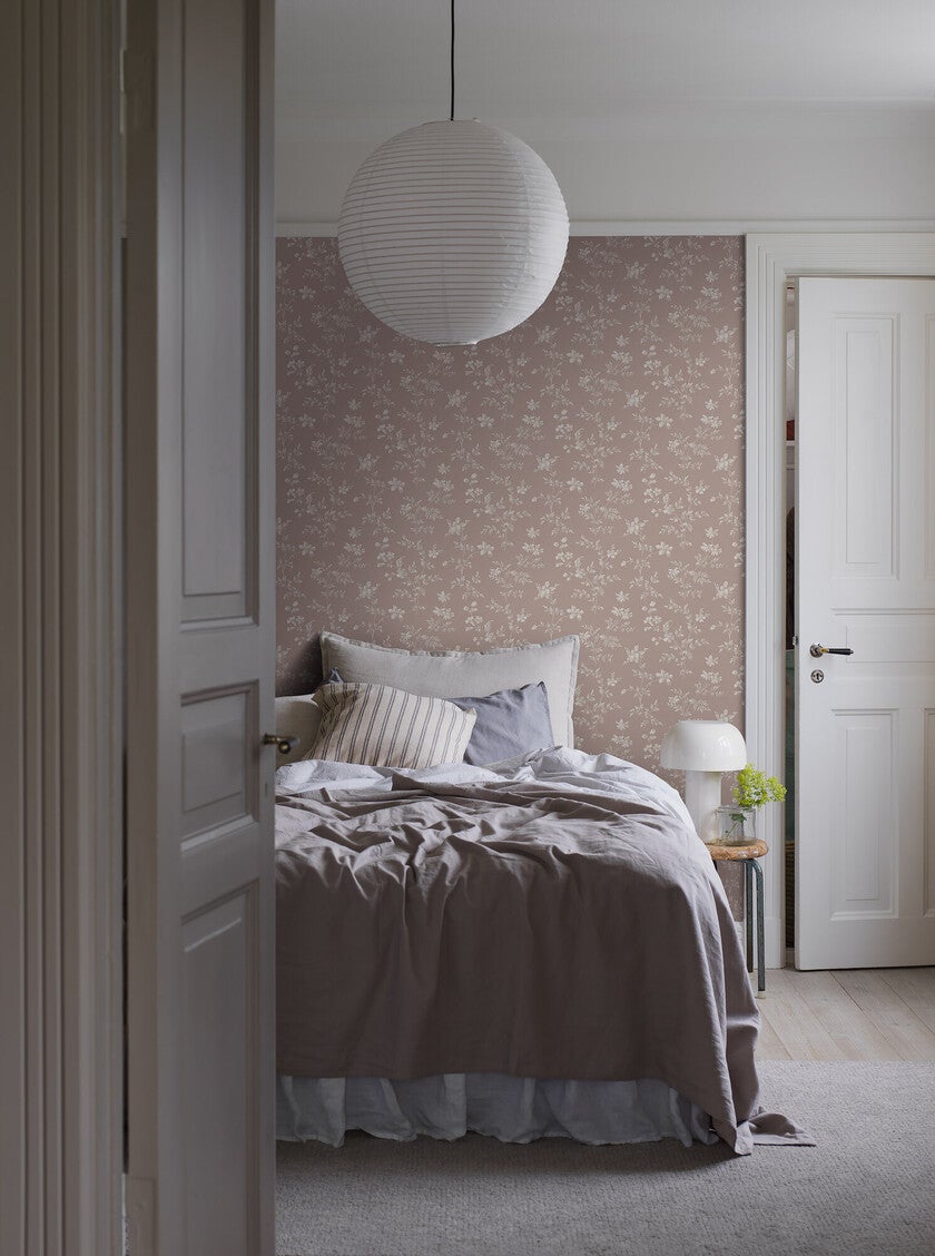 Ängsblomma, rosa och vit tapet